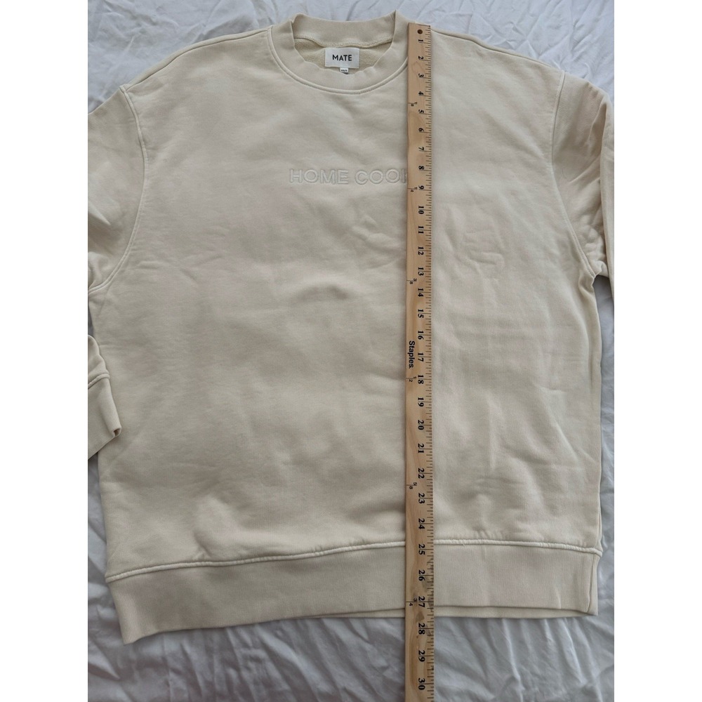 Mate The Label Oversized Organic Cotton Crewneck Embroidered Small Lounge Cream - Picture 4 of 13